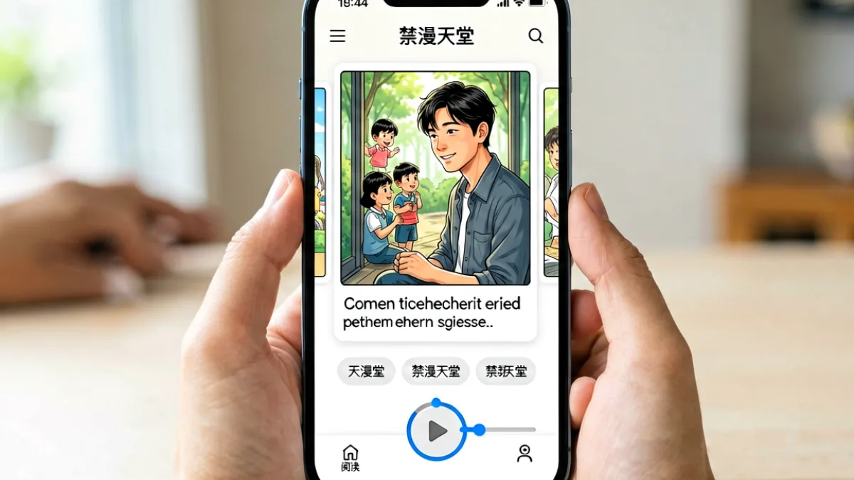 手机屏幕显示禁漫天堂网站的阅读界面，页面设置为分页模式，底部有清晰的章节切换按钮和阅读进度条，界面简洁无多余广告元素